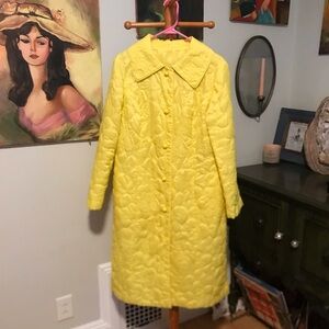 Vintage Sunshine Yellow Quilted Housecoat Large XL